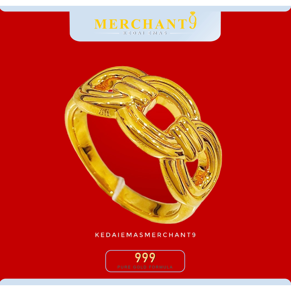 Merchant9 แหวนทองคํา 999 Sauh Kendi - Luna Collection