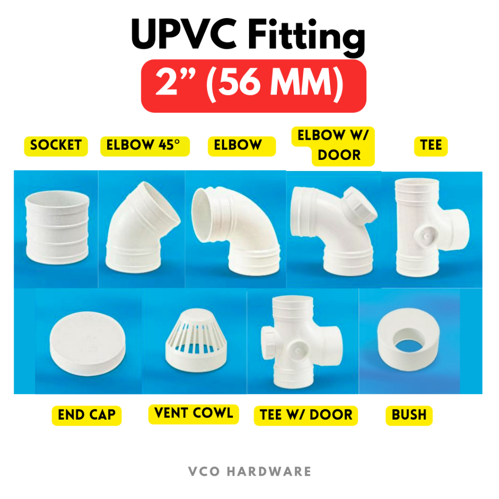 [ 2" / 56 MM ] อุปกรณ์ท่อ UPVC ขั้วต่อท่อ UPVC สีขาว/Pemyambung Paip Putih