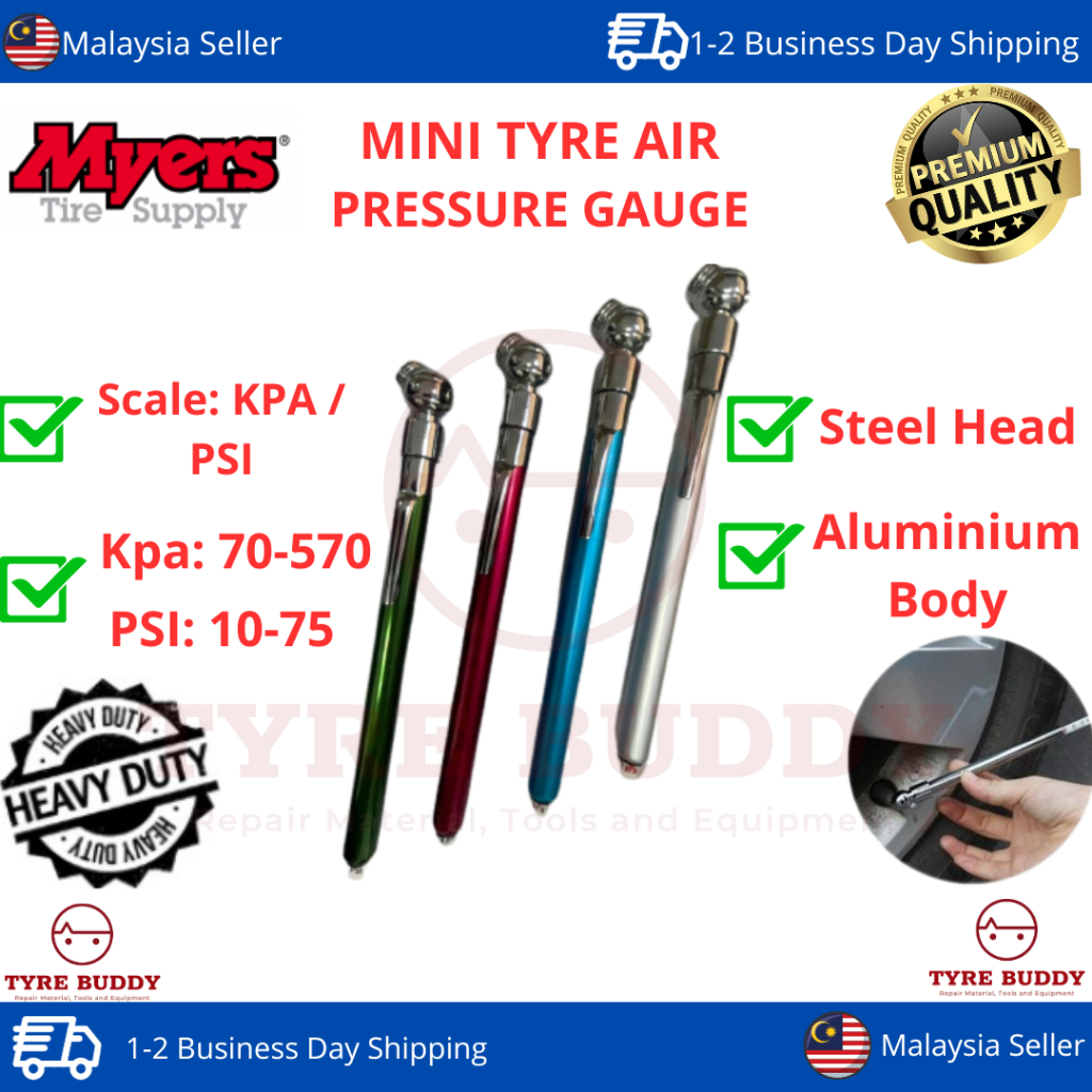 MINI TIRE AIR PRESSURE GAUGE 70-570 PSI ; Alat Ukur Tekan Angin Tayar Kereta & Motor 70-570 PSI;