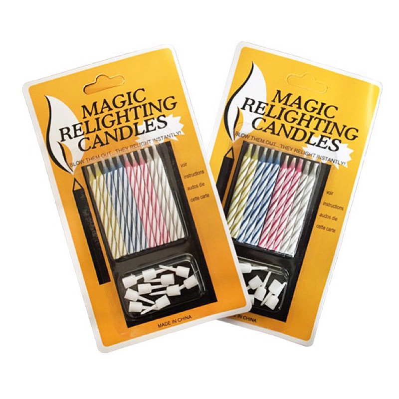 10PCS •MAGIC RELIGHTING CANDLE•BIRTHDAY PARTY •PRANK PROPS SPECIAL CANDLE COLOURFUL CAKE TOPPER DECO