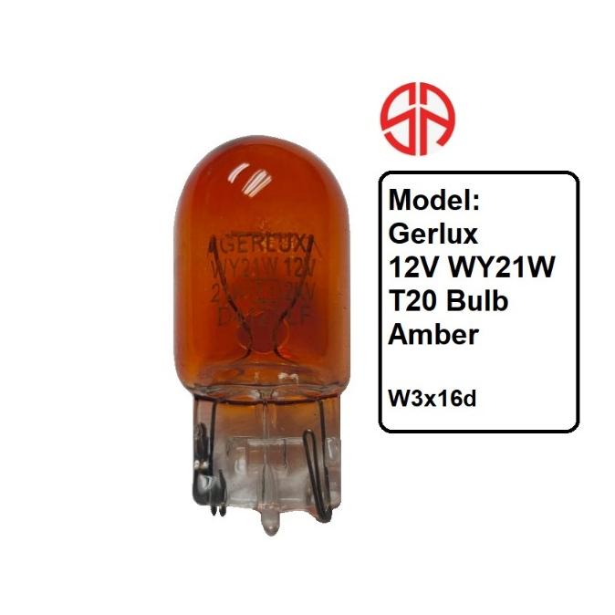 12V WY21W Amber T20 หลอดไฟ W3x16d Gerlux ด้านหน้าด้านหลังเลี้ยวด้านข้างสัญญาณหลอดไฟรถ 12V 21W สีส้ม 