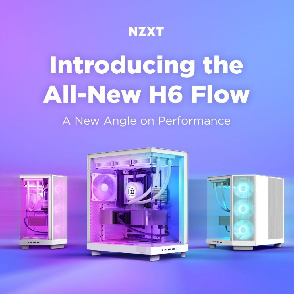 NZXT H6 Flow RGB Compact Dual-Chamber เคสการไหลของอากาศกลางทาวเวอร์