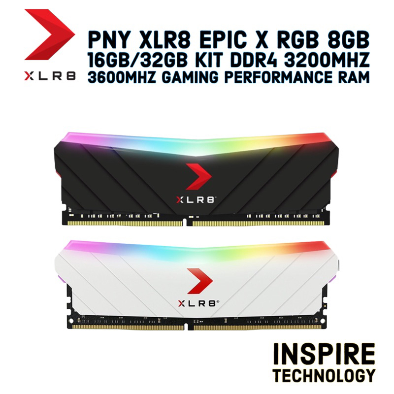 Pny XLR8 EPIC X RGB 8GB 16GB/32GB KIT DDR4 3200MHZ 3600MHZ แรมประสิทธิภาพการเล่นเกม