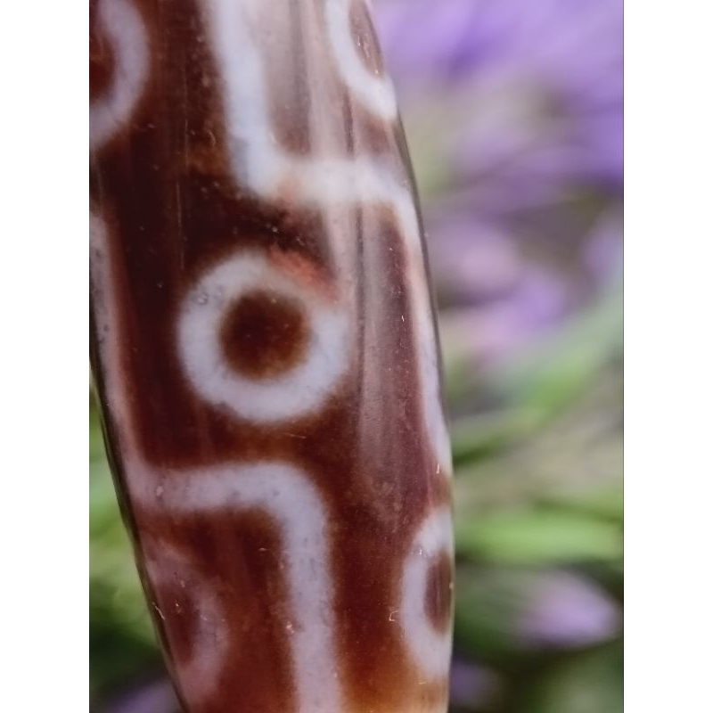 37.6mm x 12.2mm Old Mineral Nine-Eyed Dzi Collection Nine-Times Moral Mercy Growth ผู้แต่ง Dzi สองตา