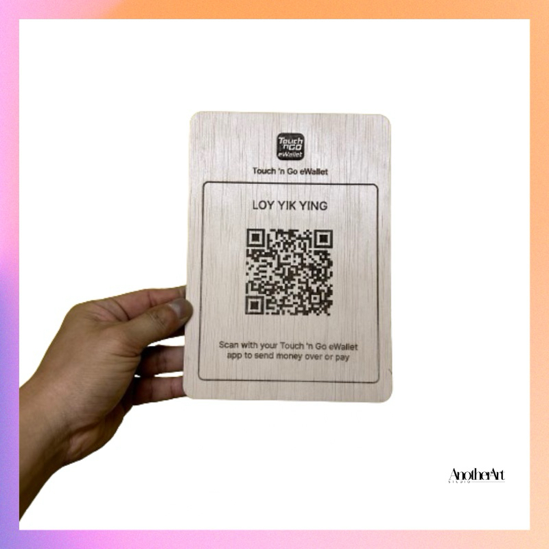 Tng qr code แผ่นแกะสลักไม้สําหรับการชําระเงินธุรกิจ qr รหัส ewallet การชําระเงิน
