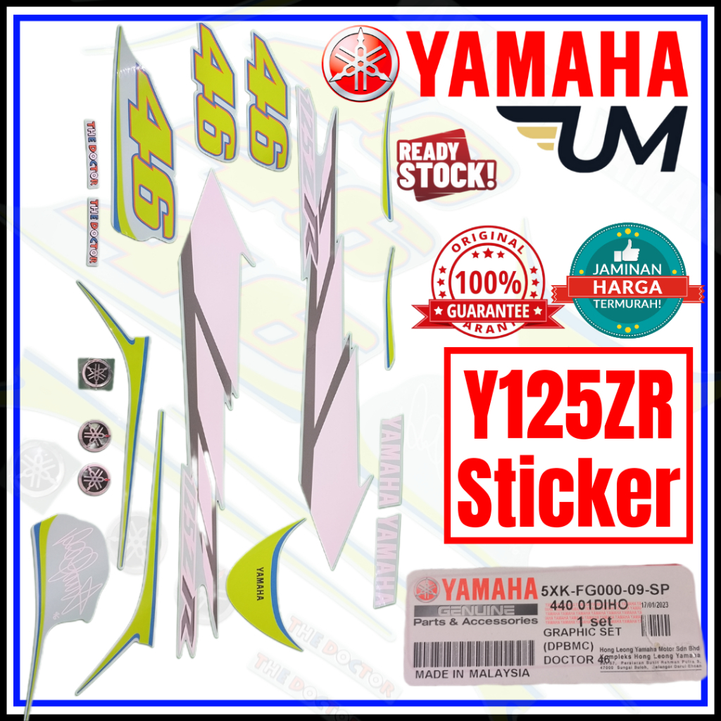 YAMAHA สติ๊กเกอร์ชุดกราฟิก Y125ZR 5XK-FG000-09-SP 5XK FG000 09 SP BLUE GP BIRU BODY MOTORCYCLE