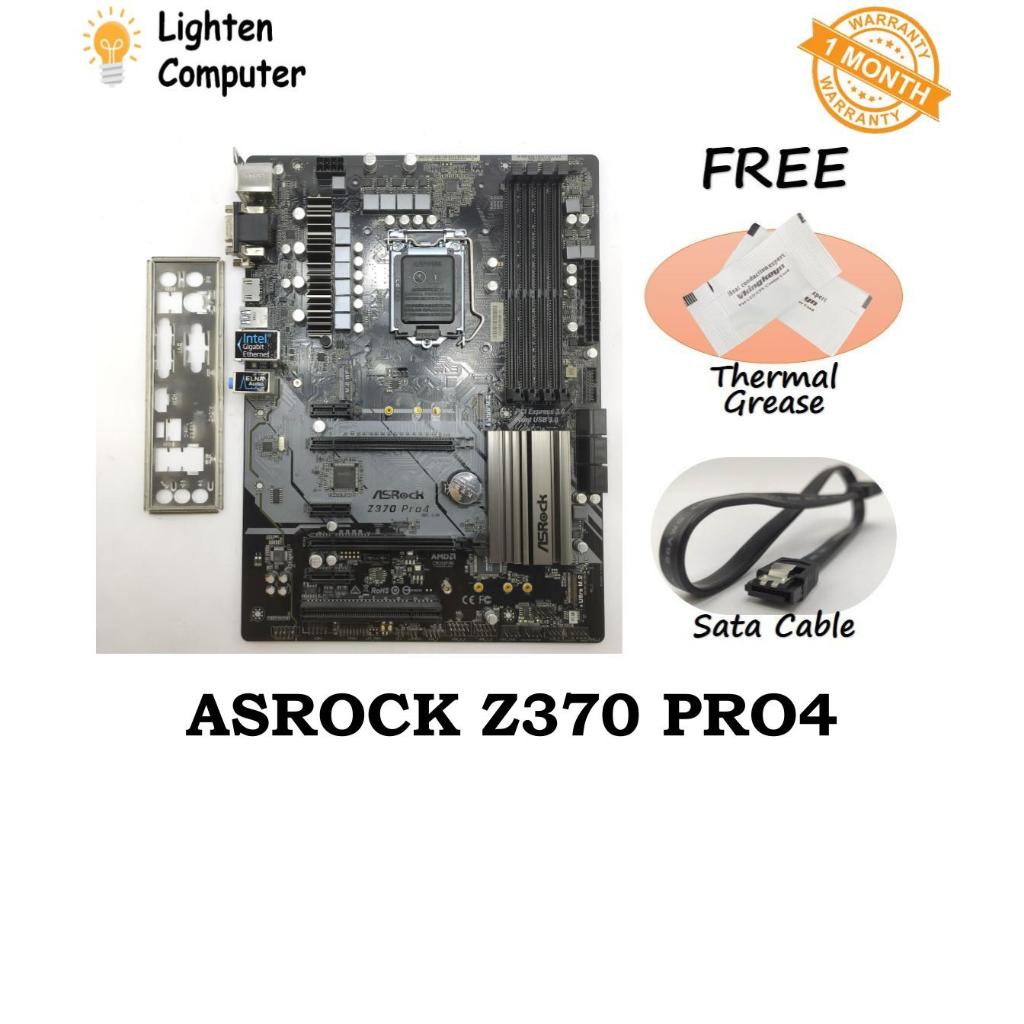 เมนบอร์ดUSED ASROCK Z370 PRO4 | Z370 | แอลจีเอ 1151 | Intel รุ่นที่ 9 | เอทีเอ็กซ์