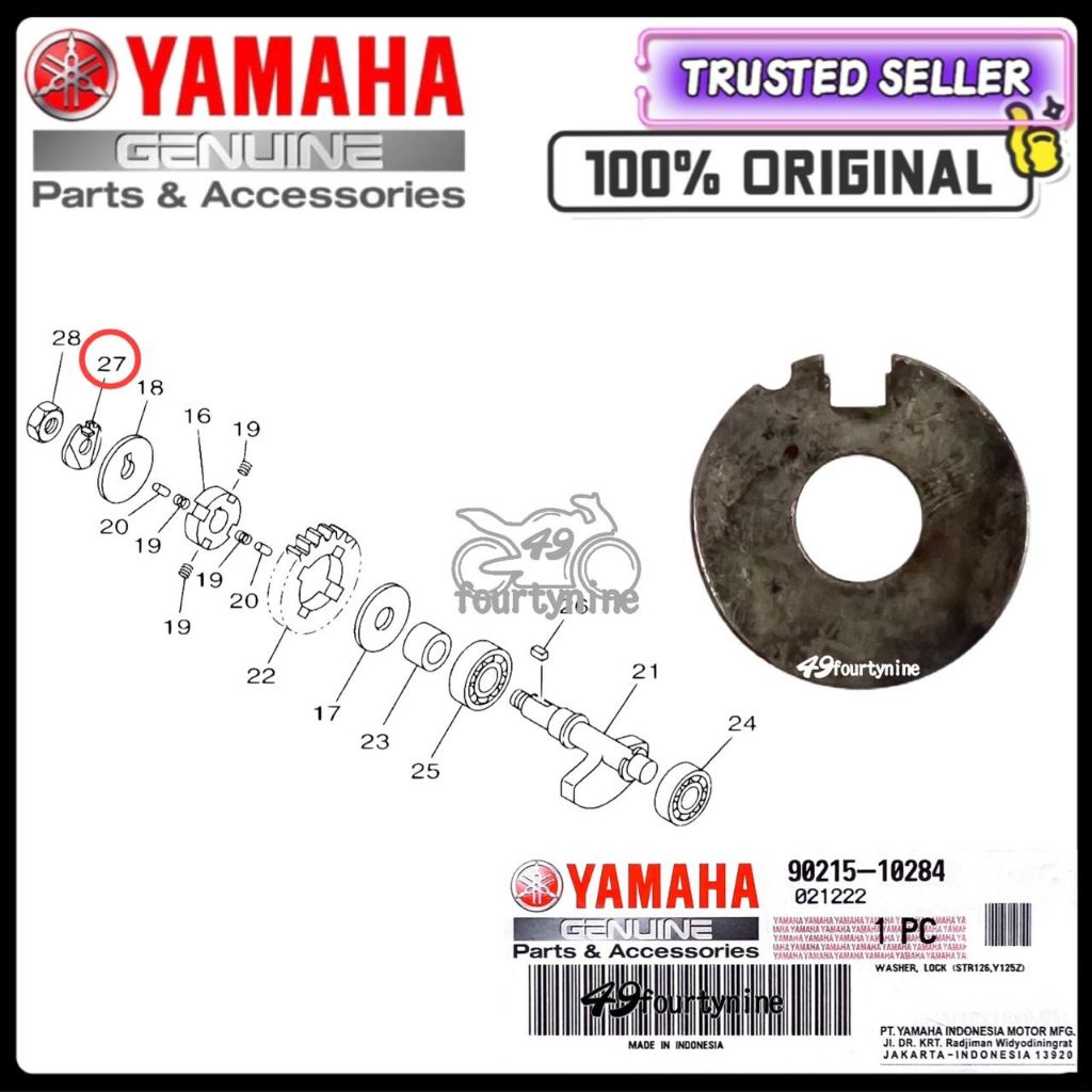 Y15ZR Y125ZR WASHER LOCK BALANCER ENGINE 90215-10284 Y15 Y125 Y125Z