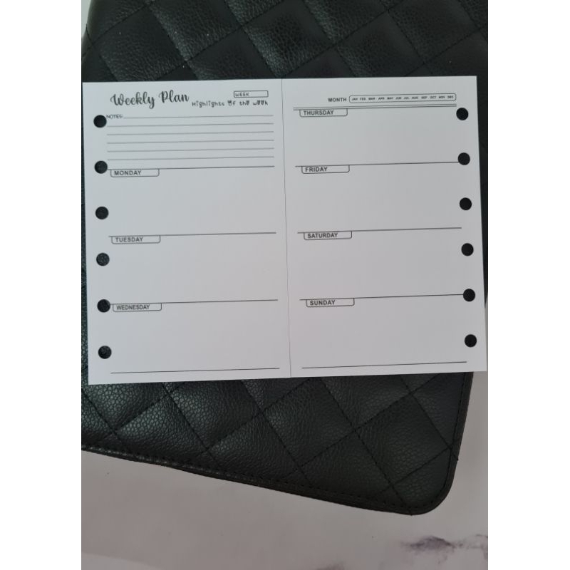 A7 HORIZONTALLY WEEKLY 6 RING PLANNER INSERT