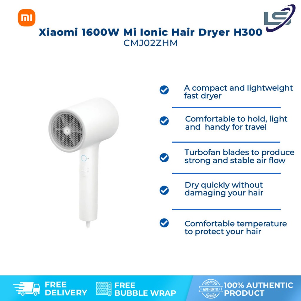 Xiaomi 1600W Mi Ionic เครื่องเป่าผม H300 CMJ02ZHM | การป้องกันความร้อนเต็มรูปแบบหลายตัว | การไหลของอ