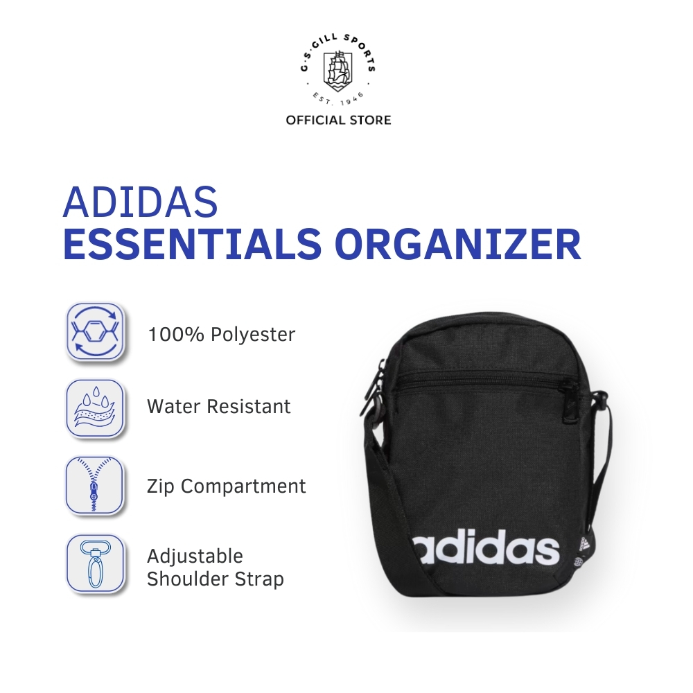 Adidas HT4738 Essentials Organizer Men Women Sling Bag Organizer Bag with Zip Pocket - สีดํา