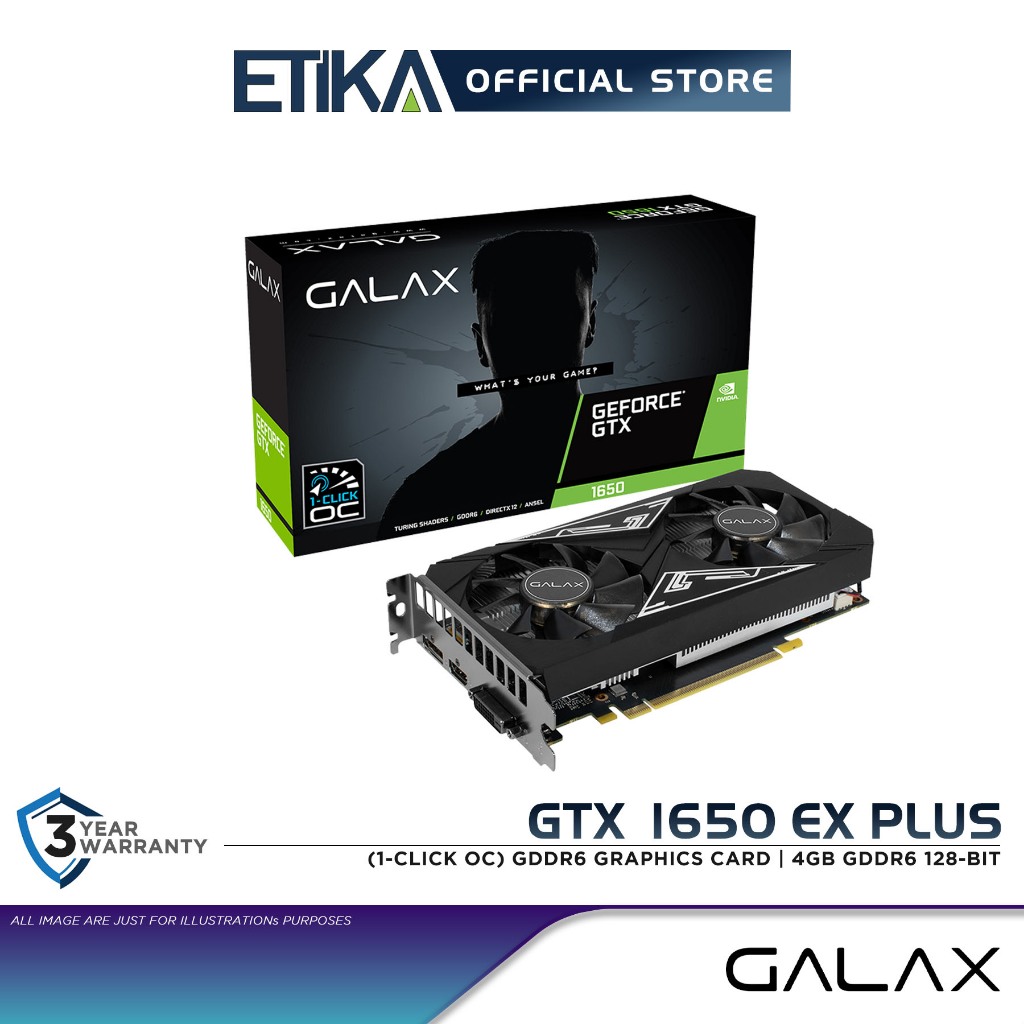การ์ดจอ GALAX GeForce GTX 1650 EX PLUS (1-Click OC) GDDR6 4GB GDDR6 128-bit DP HDMI DVI-D