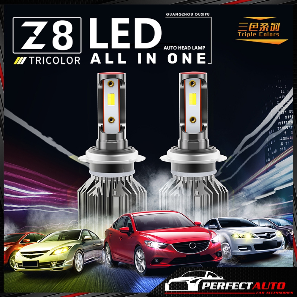 3 COLOUR Z8 40w 5800LM ไฟหน้า LED C6 HID H4 / H11 / H3 / H1 / H7 / 9006 / 9005 Perodua Proton Toyota