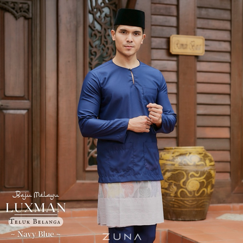 NAVY BLUE LUXMAN series Baju Melayu (Teluk Belanga) ผ้าฝ้ายญี่ปุ่นพรีเมี่ยม