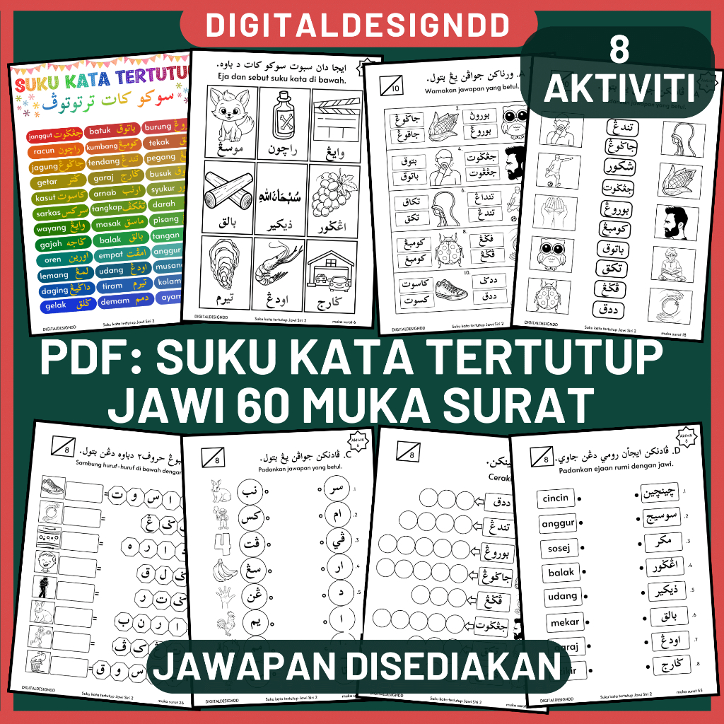 PDF การฝึกอบรม Tubi คําปิด Jawi Series 2 อ่านเขียน Jawi Syllables สําหรับเด็กอนุบาล