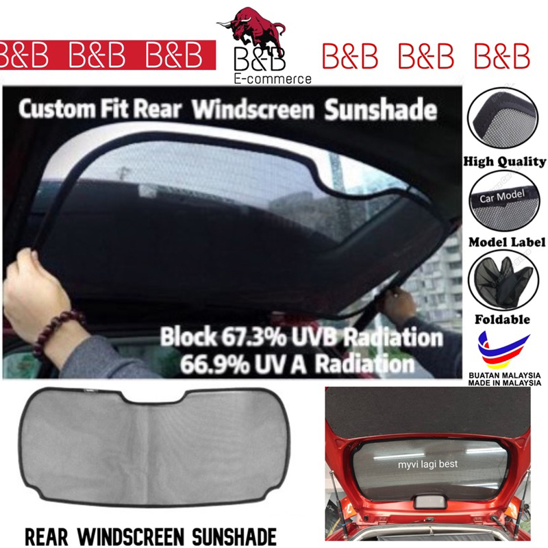 OEM Fit กระจกด้านหลังม่านบังแดดรถยนต์ Cermin besr ม่านบังแดด Proton Perodua Myvi Axia Viva Alza Aruz Bezza Aruz ด้านหลัง Shade