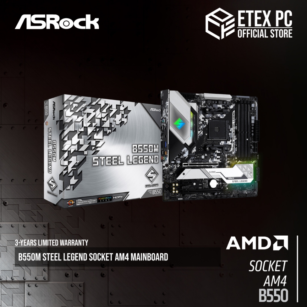 ASRock B550M Steel Legend Socket AM4 เมนบอร์ด ASRK-B550M-STEEL-LEGEND