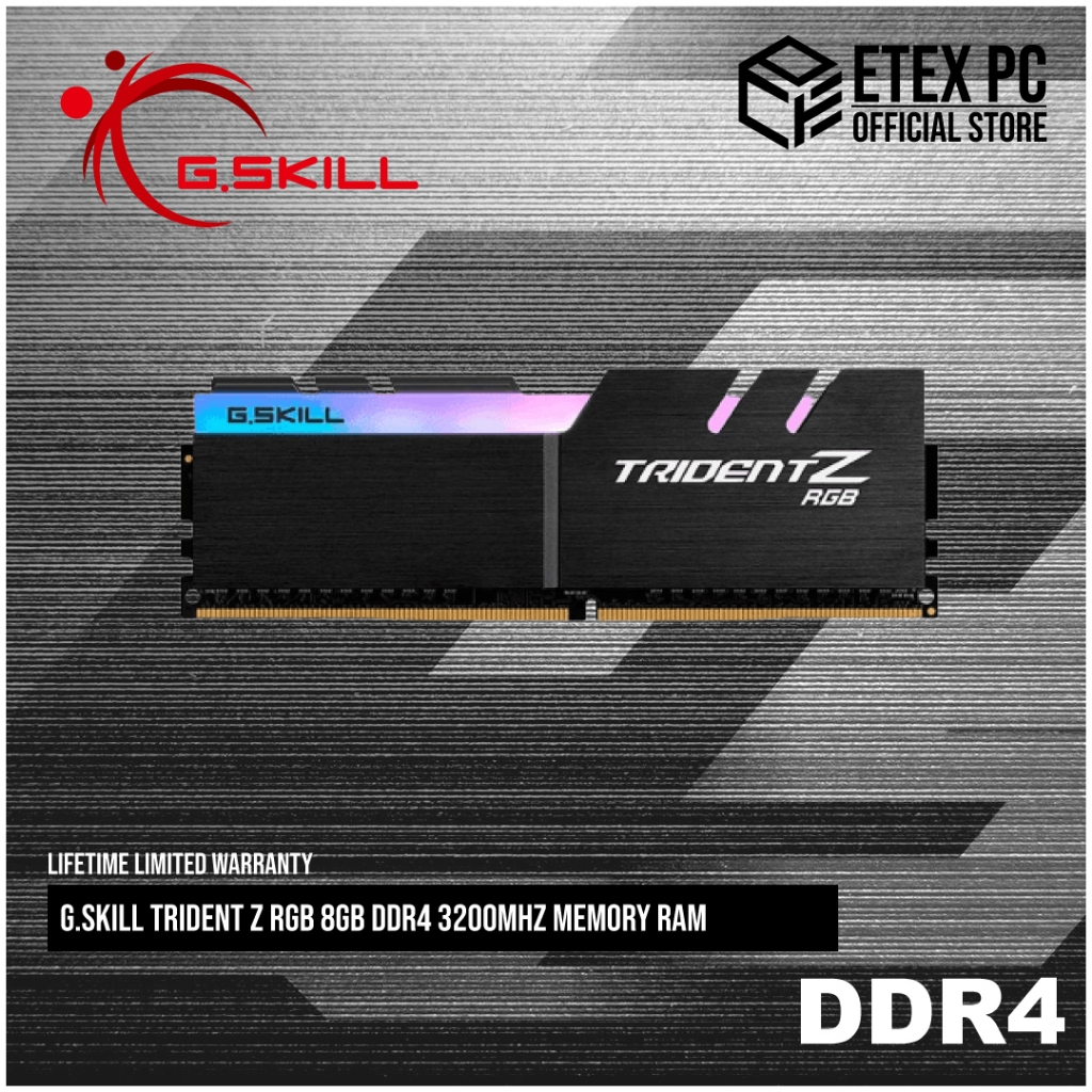 G.skill Trident หน่วยความจํา Z RGB 8GB DDR4 3200MHZ F4-3200C16S-8GTZR