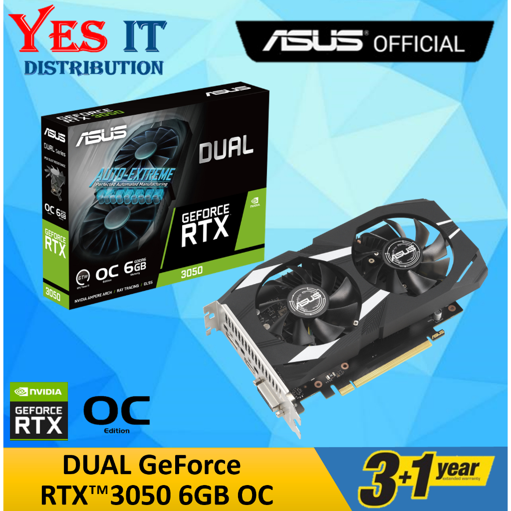 การ์ดจอ ASUS DUAL GeForce RTX3050 OC 6GB GDDR6 DUAL RTX3050 OC 8GB GDDR6 TUF GTX1650S 4GB