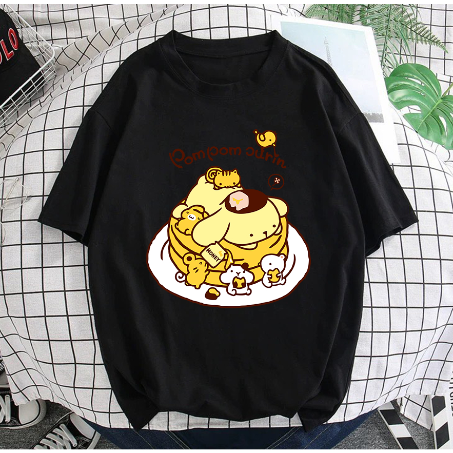 Pompompurin Purin popcloset japan sanrio pudding dog tshirt ผู้หญิงสาว 可爱秋冬 baju Purin perempuan 002