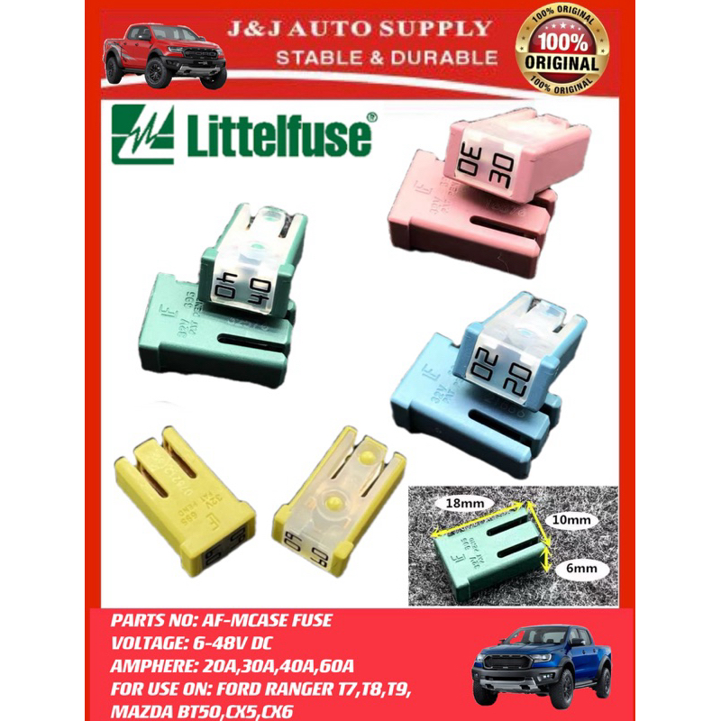 AF-MCASE ยี่ห้อ LITTELFUSE MAIN FUSE (20A,30A,40A,60A) สําหรับการใช้งาน ON: FORD RANGER T,6,T7,T8 & 