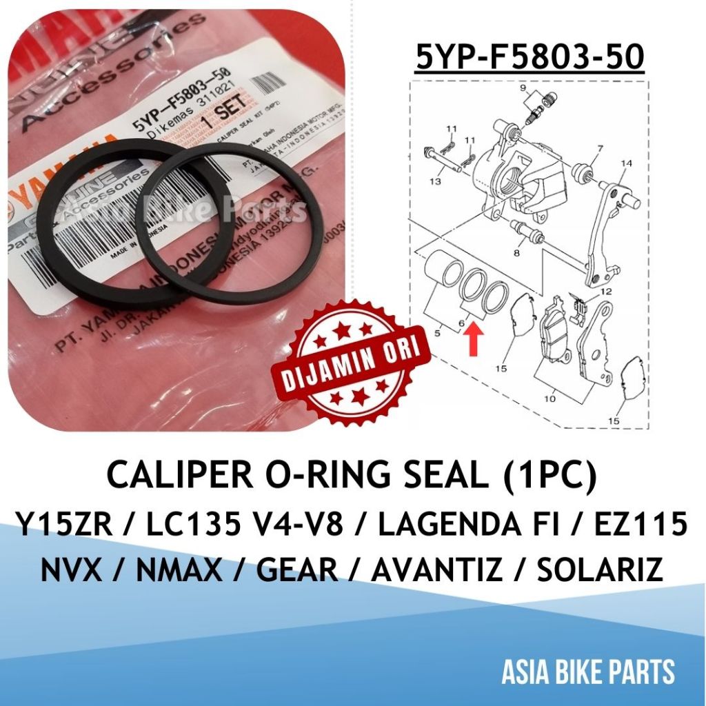 Yamaha Y15ZR / LC135 V4-V8 / Lagenda FI EZ115 / NVX NMAX / Gear Avantiz Solariz Caliper Seal Kit - 5