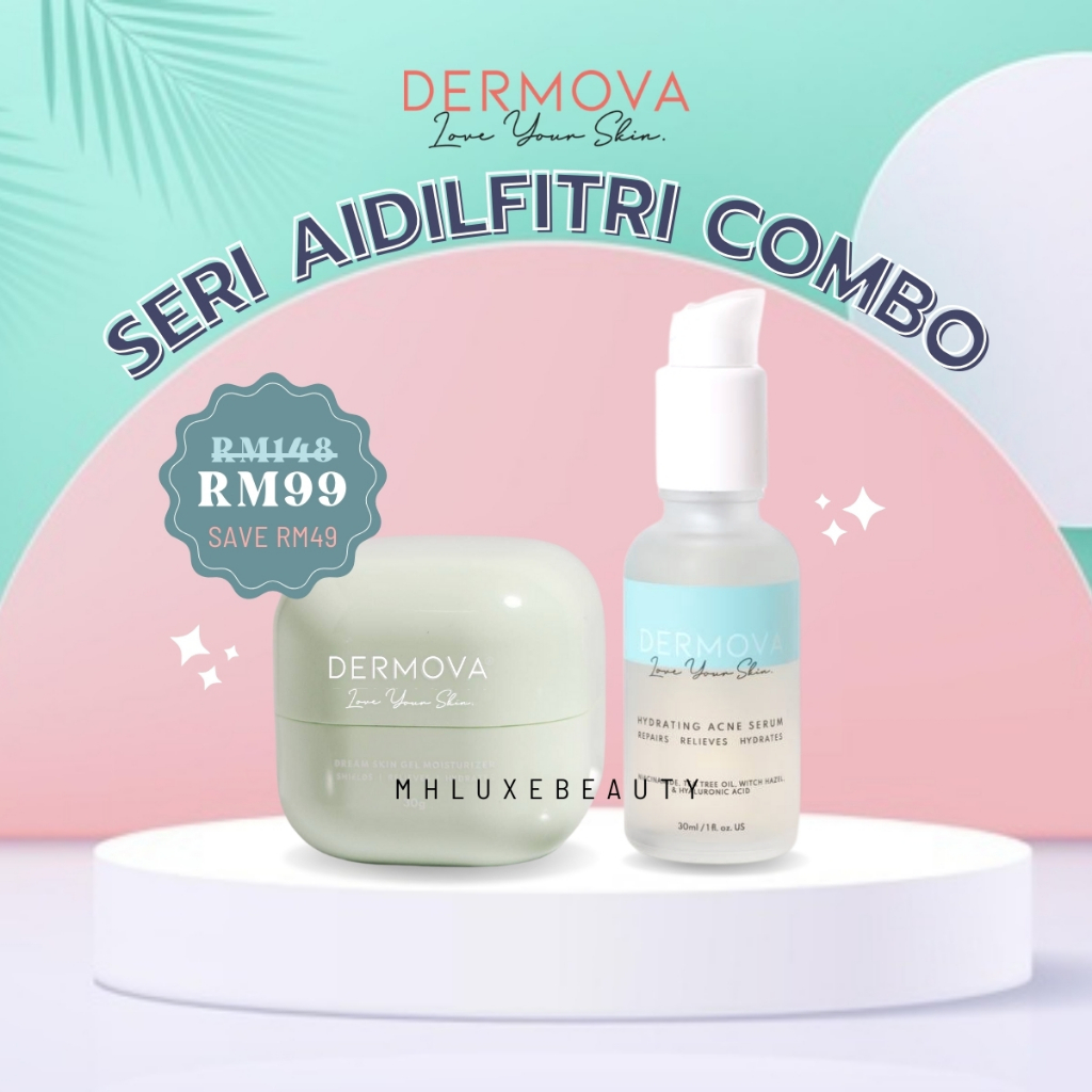Dermova Skincare Glow Cleansing Cream Salicylic Acid Cleanser - Dream Skin Gel Moisturizer - Hydrating Acne Serum