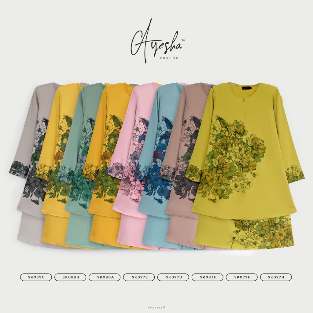 Nursafia KURUNG AYESHA V4, BAJU KURUNG, KURUNG MODERN FLOWER PATTERN