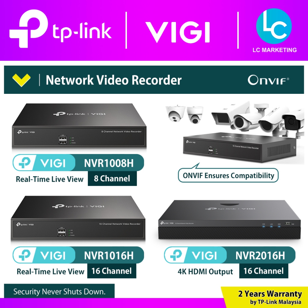 TP-Link VIGI NVR1008H NVR1108H-W (8 Channel) / NVR1016H (16 Channel) / NVR2016H (4K 16 Channel) เครื