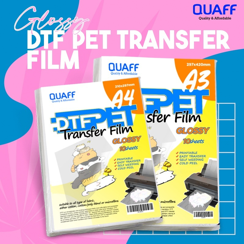 Dtf Direct to Film PET Transfer Film Glossy A4 & A3 ขนาด (10 แผ่น)