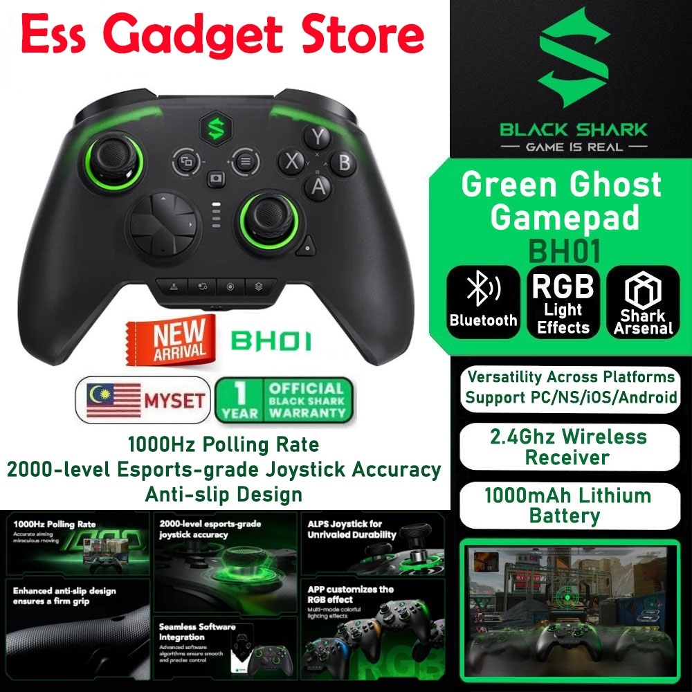 Myset Black Shark Green Ghost Wireless Gamepad RGB Game Controller สําหรับ PC Switch Xbox Android RGB iOS Light Effect