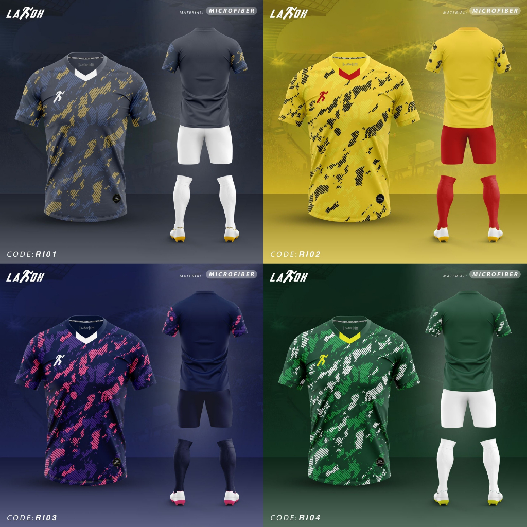 Lakoh Sport Microfiber Jersey RI01-RI04 ดีไซน์ใหม่แขนสั้น Unisex Jersi Sukan ไมโครไฟเบอร์ Lakoh Spor