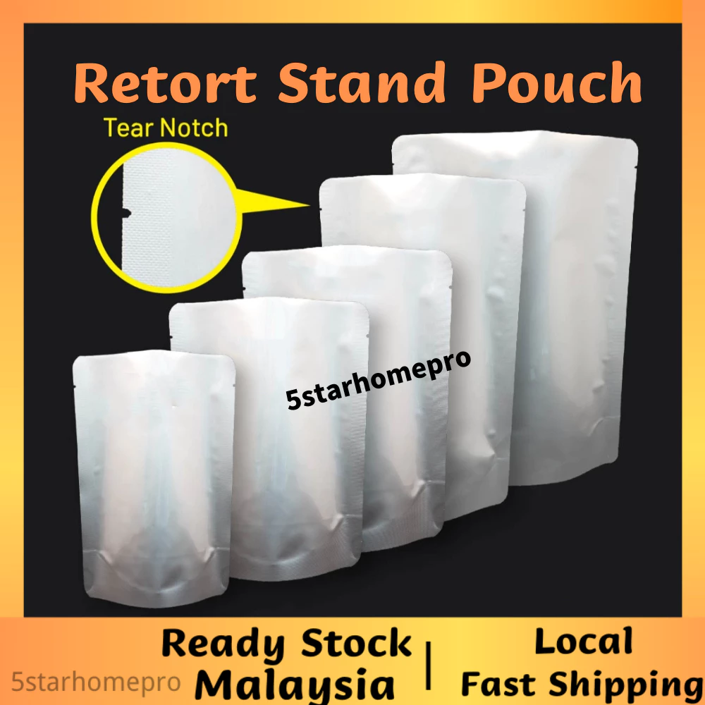 Retort Pouch Stand ถุงฟอยล์อลูมิเนียมอาหารอุณหภูมิสูง 121C พร้อม Tear立高温