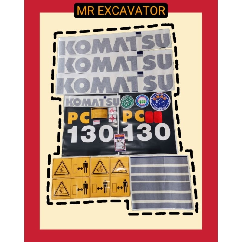 Komatsu PC PC130 PC130-7 Excavator สติกเกอร์ Mesin Stiker Excavation神手贴纸 (1 ชุด)