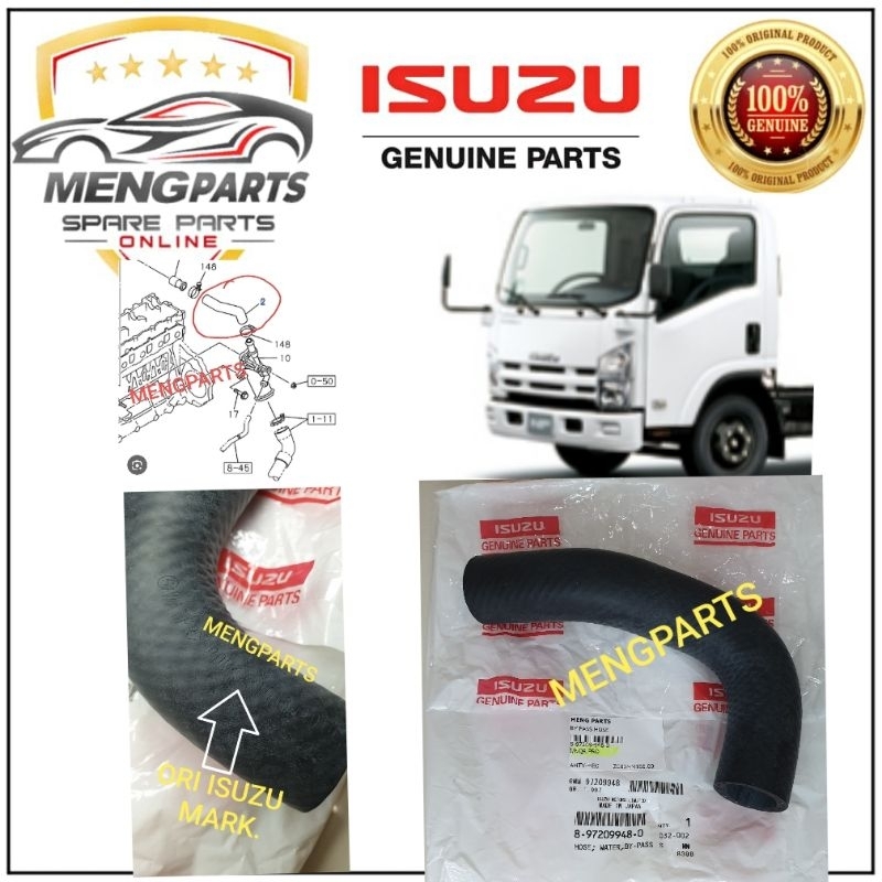 ISUZU NQR PRO 4HF1 4HG1 BY PASS HOSE 8-97209948-0