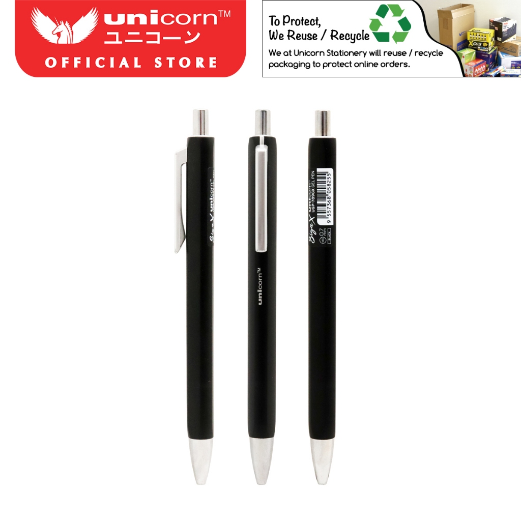 Unicorn Stationery Sign-X 0.7mm ปากกาเจลป้ายสีดํา UGP-789GX