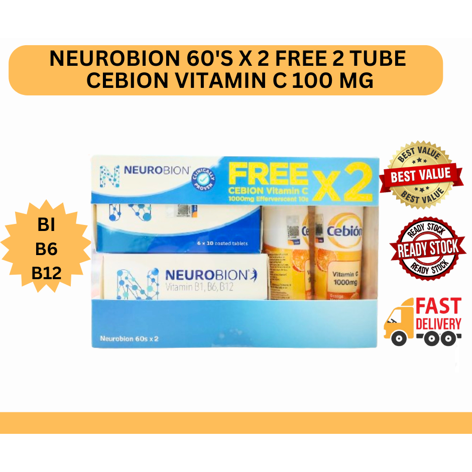 Neurobion B1+B6+B12 แท็บเล็ต (120s + Cebion Vitamin C 1000mg 20s)