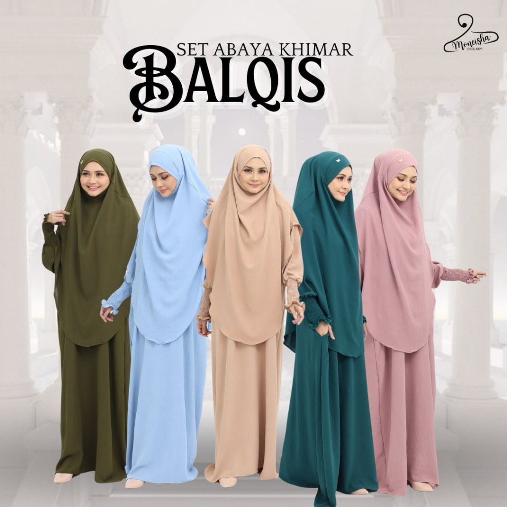 Balqis ชุด ABAYA KHIMAR UMRAH และ HAJJ TRAVEL KAIN CEY CREPE IRONLESS & PERCUMA KHIMAR TALI