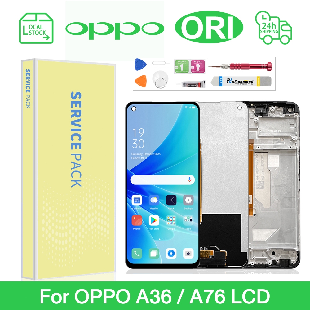 LCD สําหรับ OPPO A76 CPH2375 / A36 จอแสดงผล LCD หน้าจอสัมผัส DIGITIZER เปลี่ยนกรอบ