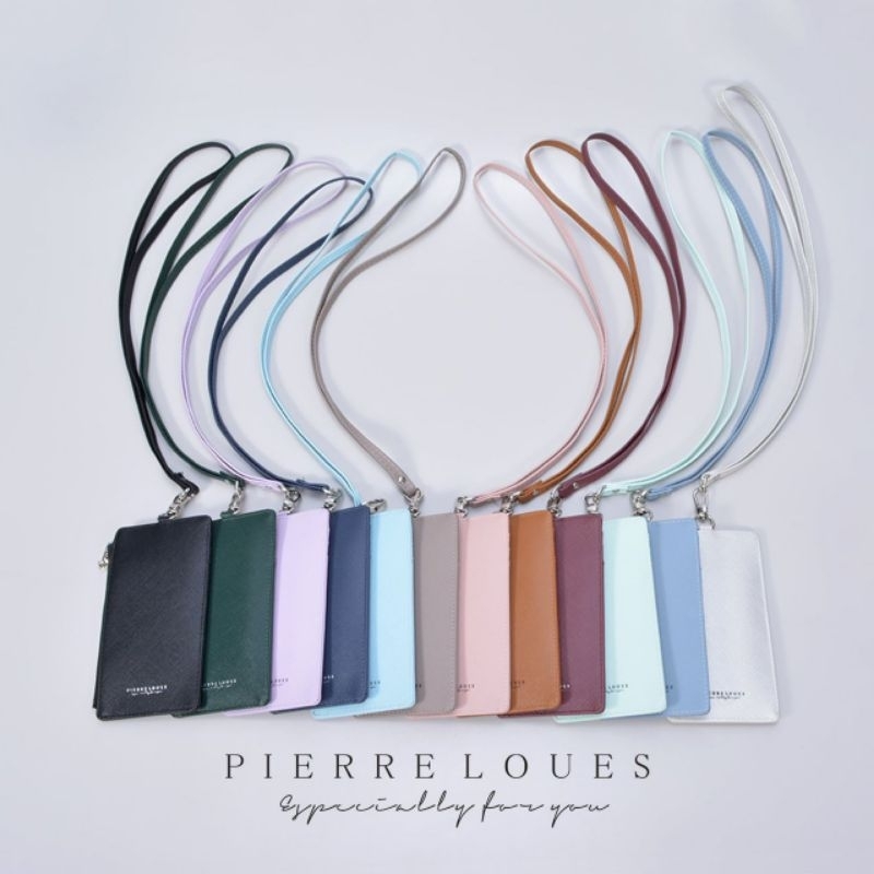 !!️ !!️ Pierre Loues ป้ายชื่อซิปข้าง ID Card Holder MultiCard Slot Lanyard Holder 618-78