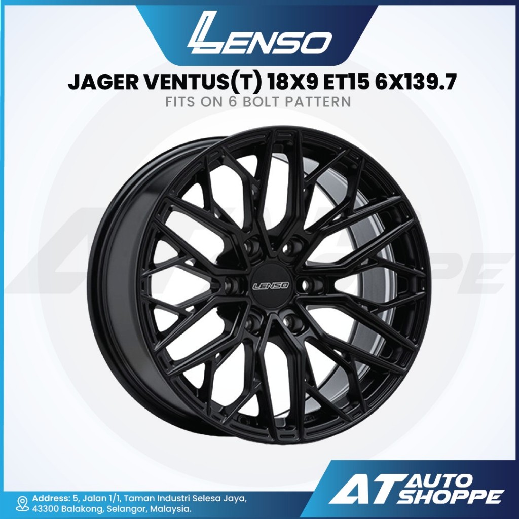 Lenso JAGER VENTUS (T) - Satin Black 18x9 ET15 6x139.7 (1 ชิ้น)