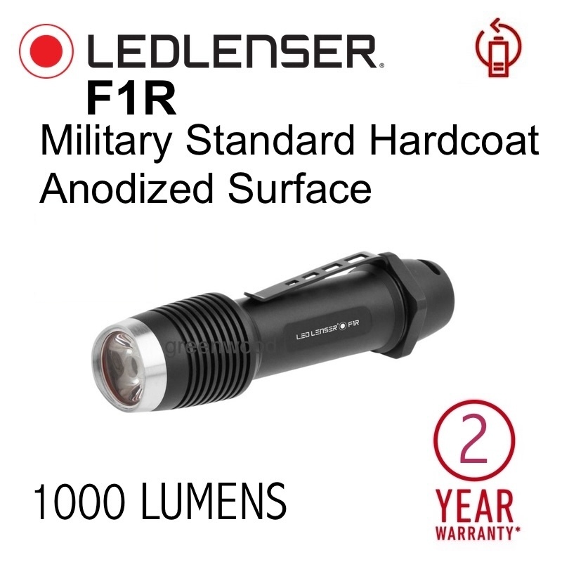 F1R LEDLENSER ไฟฉายแบบชาร์จไฟได้ - 1000 ลูเมน [ไฟฉาย LED Lenser LED, ยุทธวิธี, IPX8]