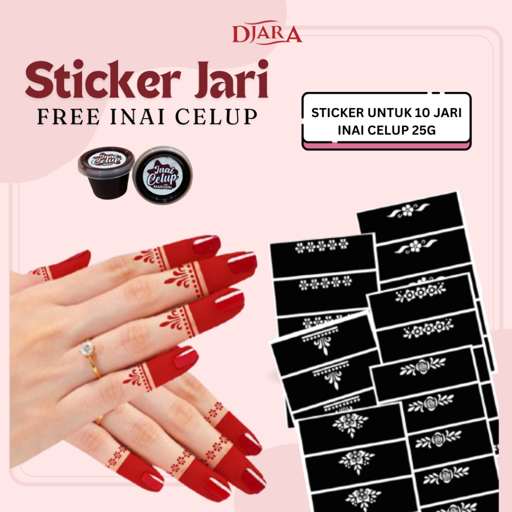 (ฟรี HENNA DIP) 10-FINGERED HENNA STICKER / FINGER HENNA STICKER