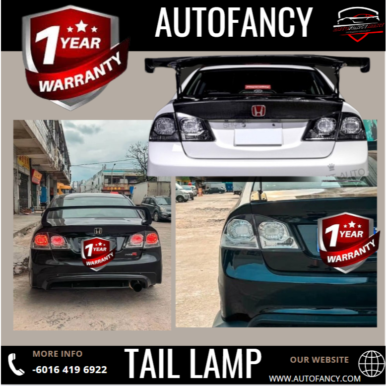 HONDA CIVIC FD ALBINO สีดําไฟเบรคป้ายไฟท้าย FD1 FD2 FD2 TYPE-R 1.8CC 2.0CC