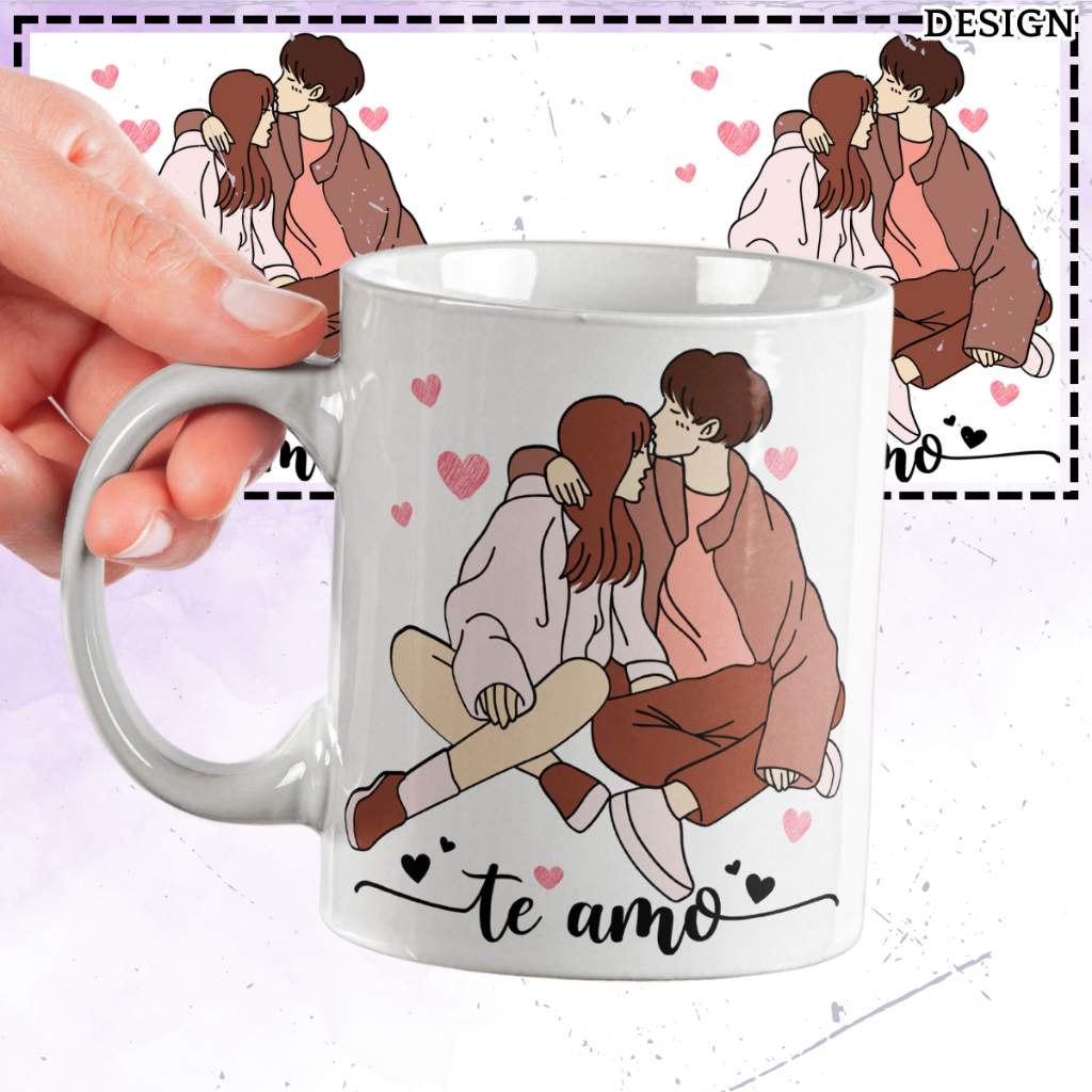[P07-041] COUPLE MUG - TE AMO MUG CERAMIC WHITE MUG IDEA FREE ADD-ON NAME/TEXT