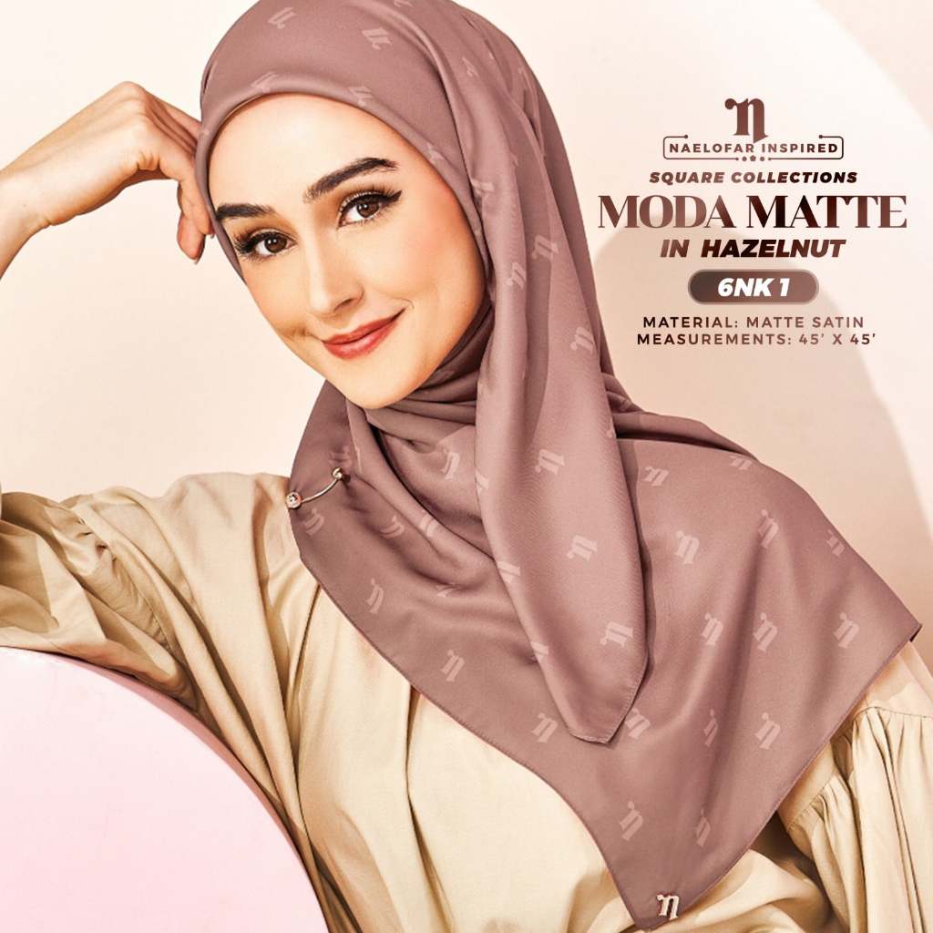 คุณภาพระดับพรีเมียม Tudung Naelofar แรงบันดาลใจ Square Bawal พิมพ์ซาตินผ้าไหม Moda Collection [6NK]