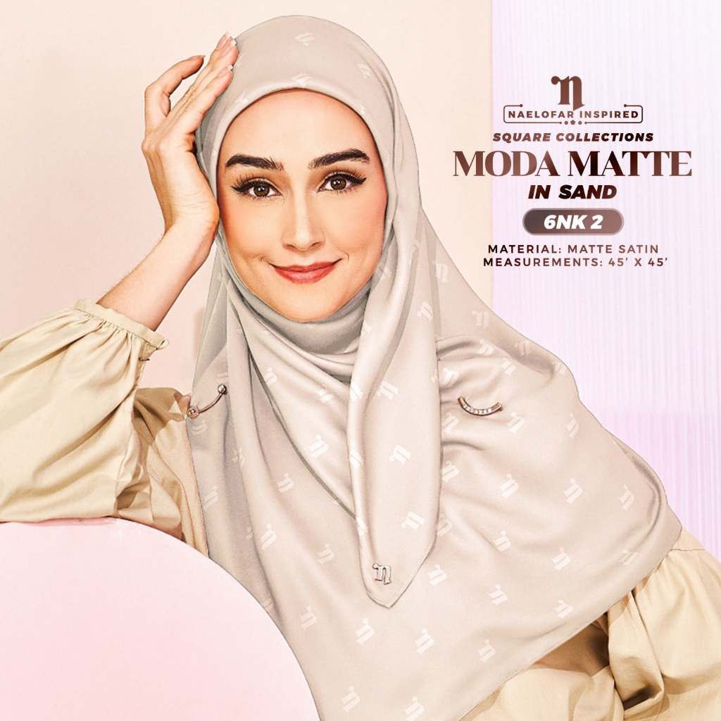 คุณภาพระดับพรีเมียม Tudung Naelofar แรงบันดาลใจ Square Bawal พิมพ์ซาตินผ้าไหม Moda Collection [6NK]