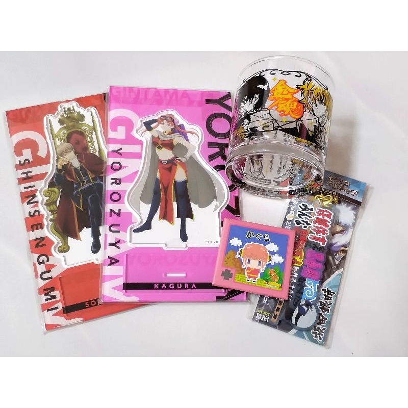 Clearance - Gintama 4 ชิ้นชุด Ichiban Kuji แก้วอะคริลิคพวงกุญแจ Kagura Okita Sougo Sakata Gintoki วั