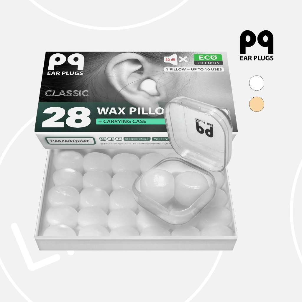 PQ Wax Ear Plugs, 28 Wax Pillows | Anti Noise Earplugs For Sleeping Swimming Showering 耳塞防噪音睡眠覺觉水游泳