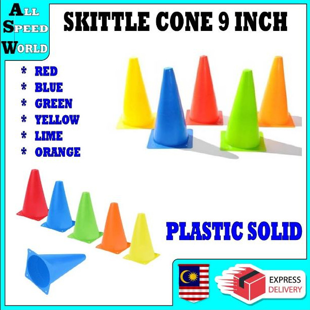 1 ชิ้น SKITTLE CONE 9 นิ้ว 23 ซม. / 1 ชิ้น SKITTLE CONE 12 นิ้ว 30 ซม. / แผ่นพลาสติก / แผ่นพลาสติก /